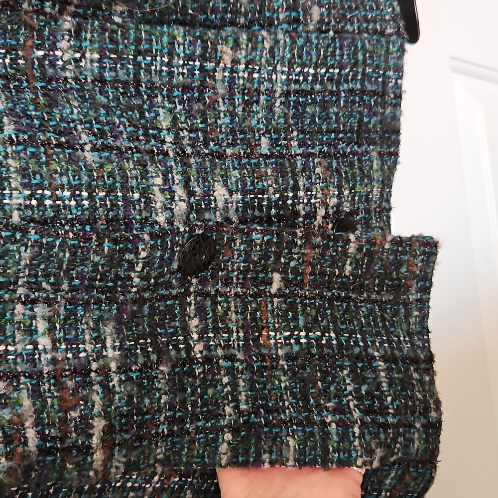 ✨ Dark Academia| Navy Bouclé Tweed Blazer| Old Money, Classic Chic ✨ Sz. L - Picture 4 of 8